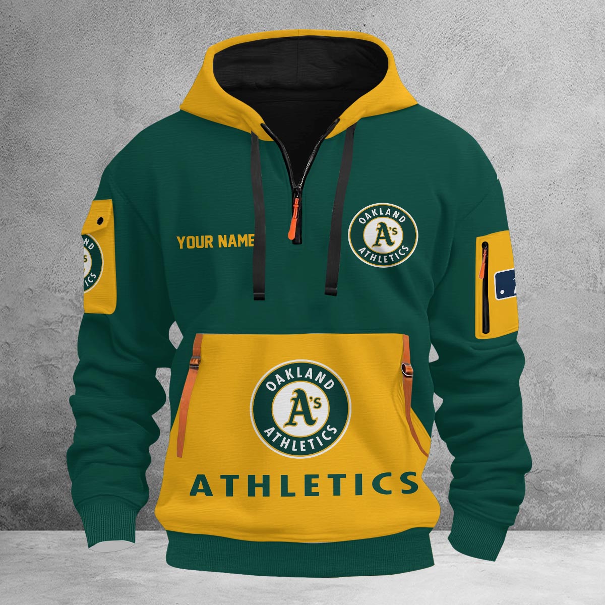 Sportswearmerch Oakland Athletics MLB Half Zip Hoodie Personalized For Fan