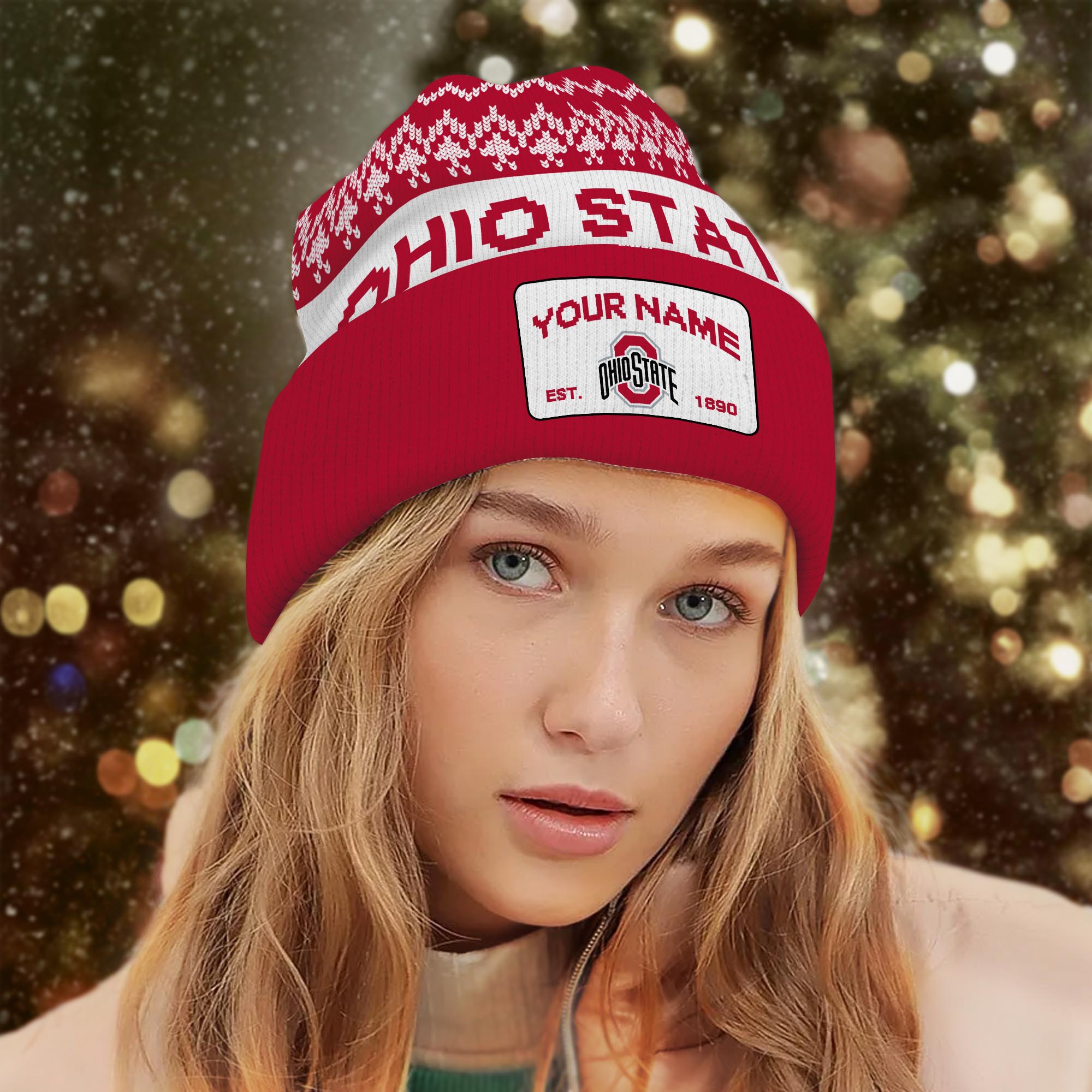 Sportswearmerch Ohio State Buckeyes NCAA Christmas Beanie Hat For Fan