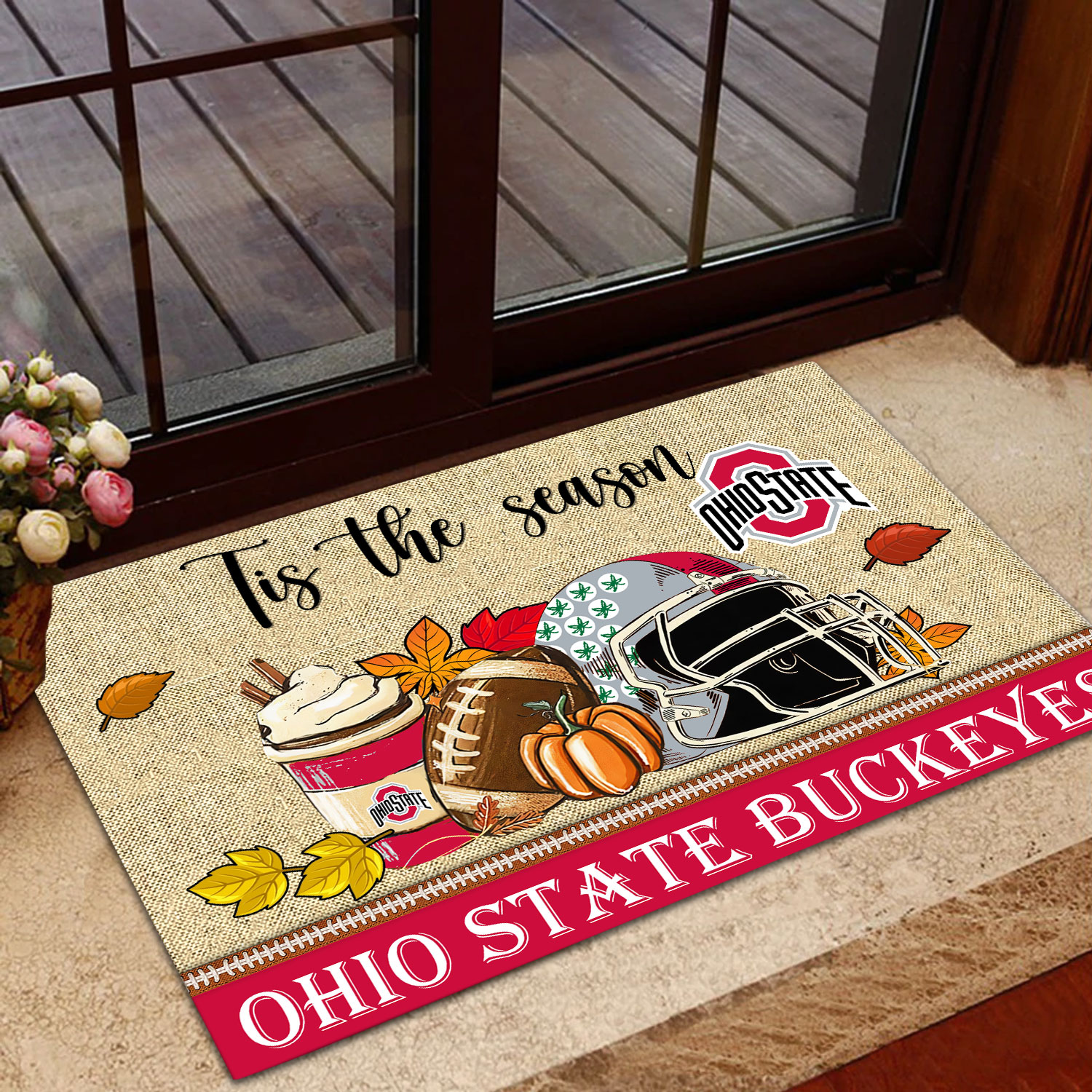 Sportswearmerch Ohio State Buckeyes NCAA Fall Football Custom Doormat For Fan
