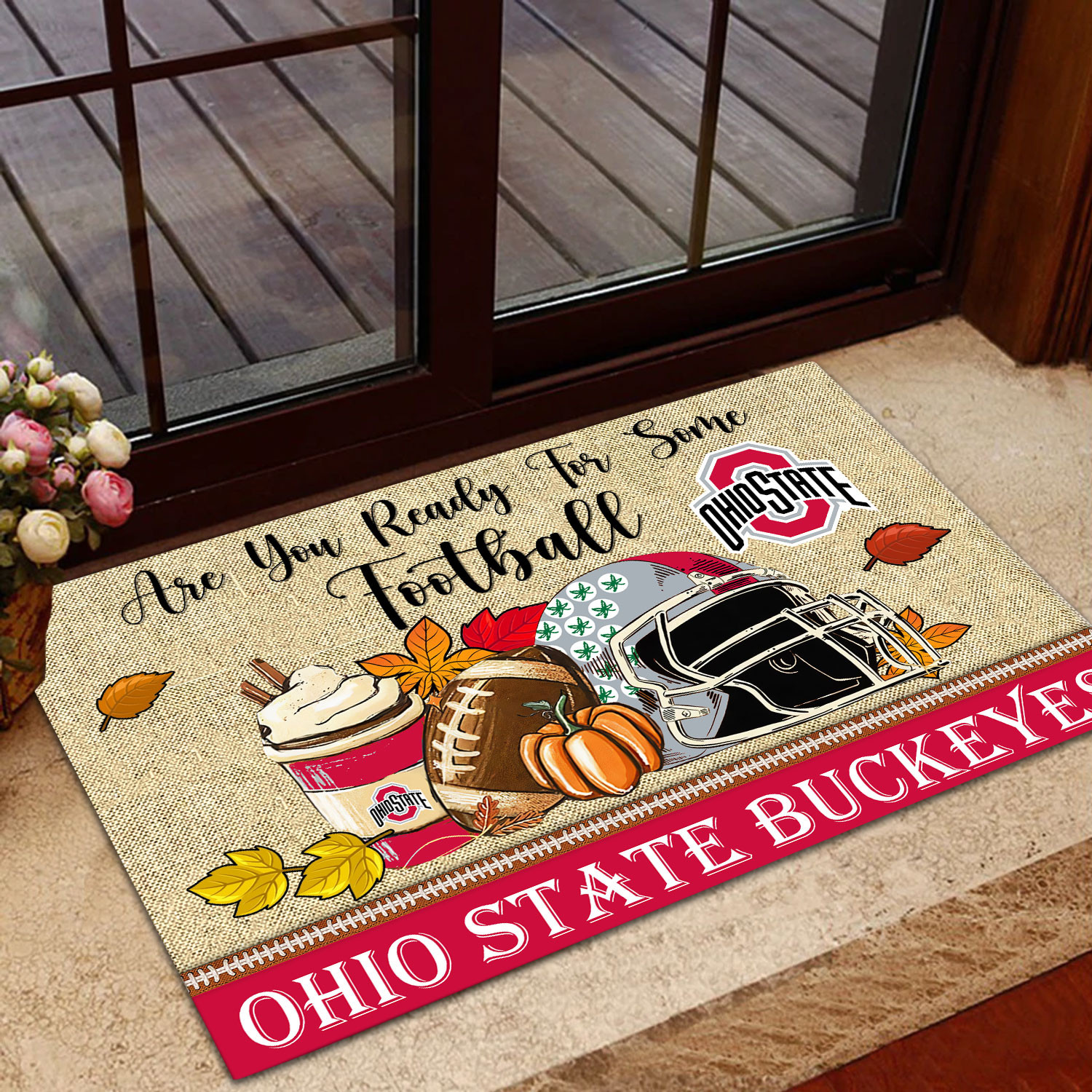 Sportswearmerch Ohio State Buckeyes NCAA Fall Football Custom Doormat For Fan