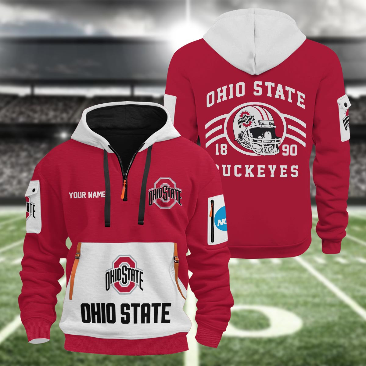 Sportswearmerch Ohio State Buckeyes NCAA Half Zip Hoodie Personalized For Fan