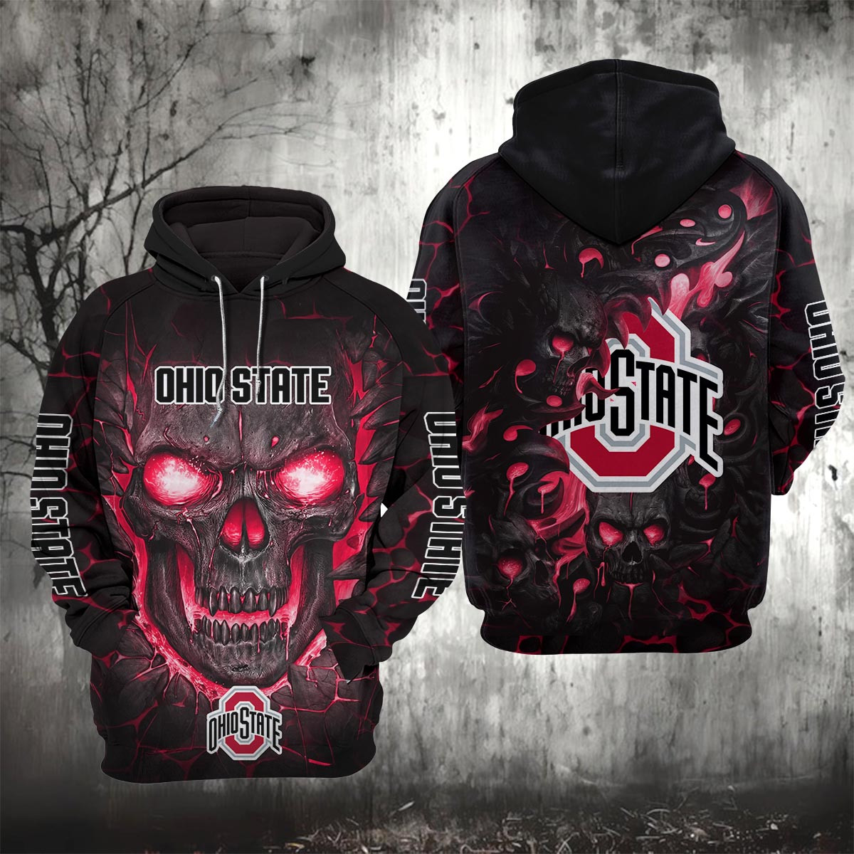 Sportswearmerch Ohio State Buckeyes NCAA Lava Skull Hoodie For Fan