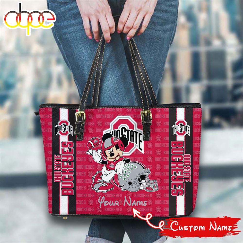 Sportswearmerch Ohio State Buckeyes NCAA Mickey Women Leather Tote Bag For Fan