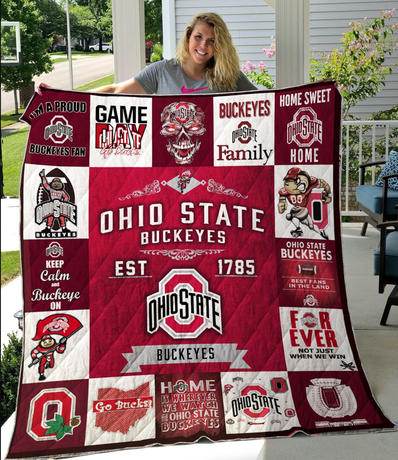 Sportswearmerch Ohio State Buckeyes NCAA Quilt Blanket For Fan