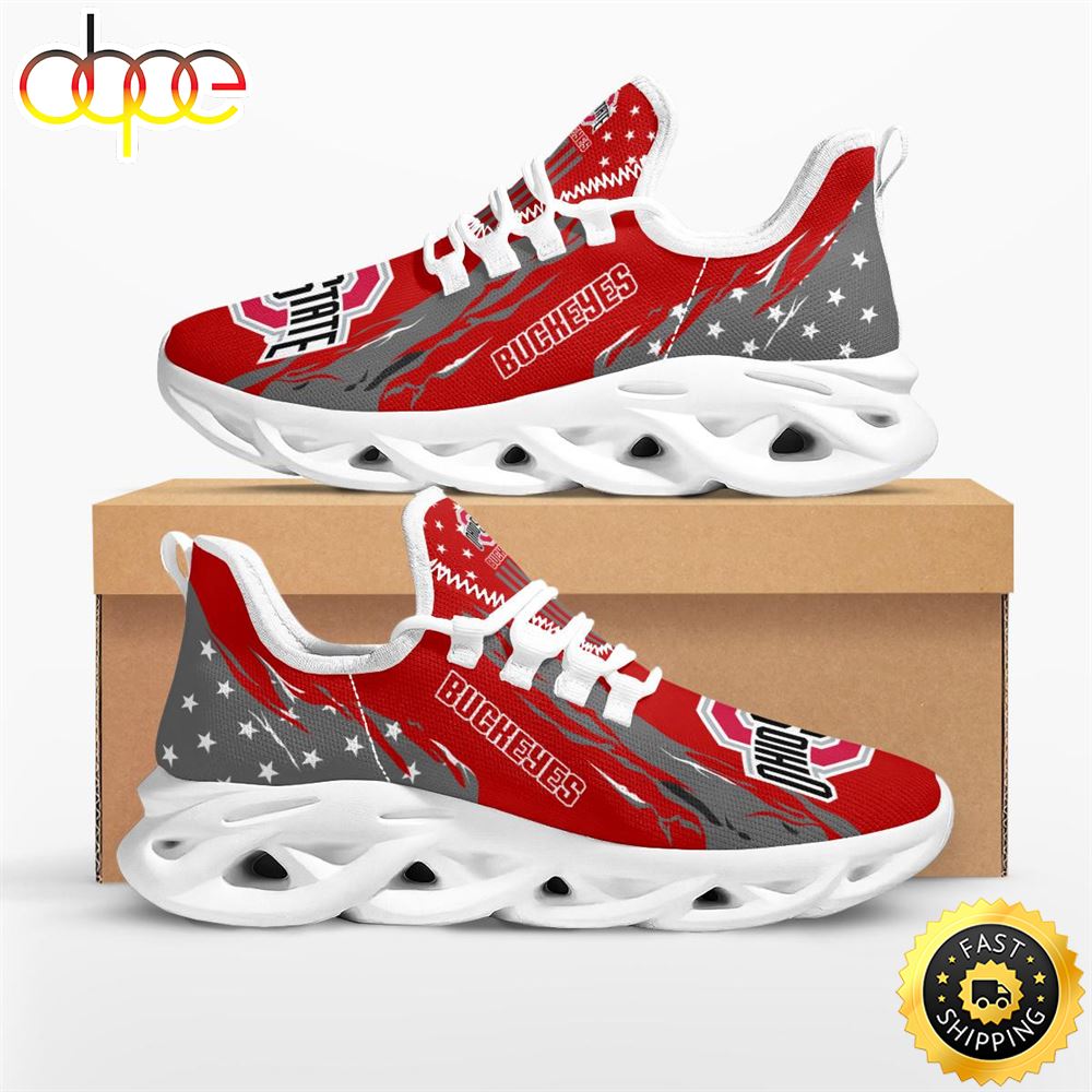 Sportswearmerch Ohio State Buckeyes NCAA Stars and Stripes Max Soul Shoes Sneakers For Men And Women
