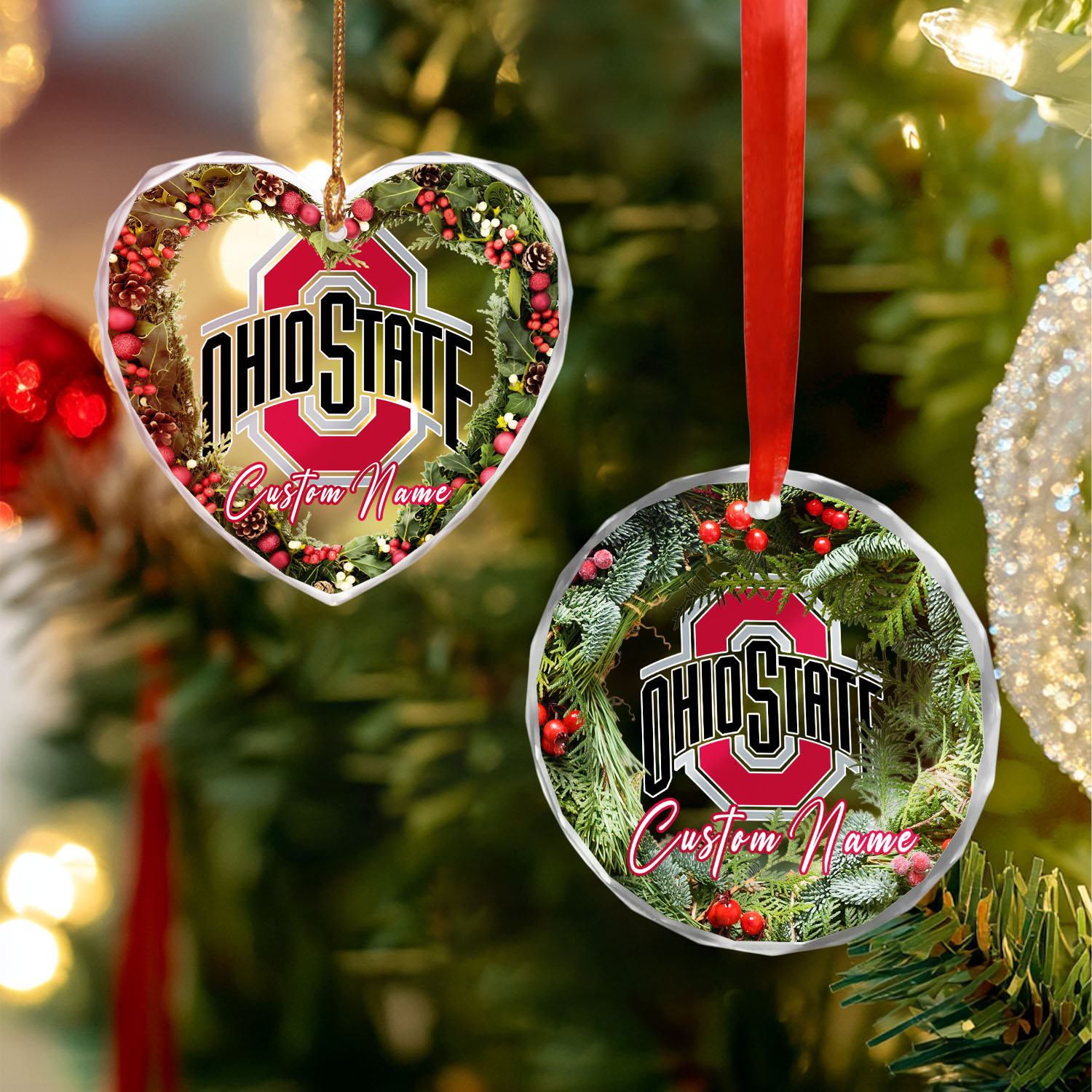 Sportswearmerch Ohio State Buckeyes NCAA x Christmas Glass Ornament Gift For Fans