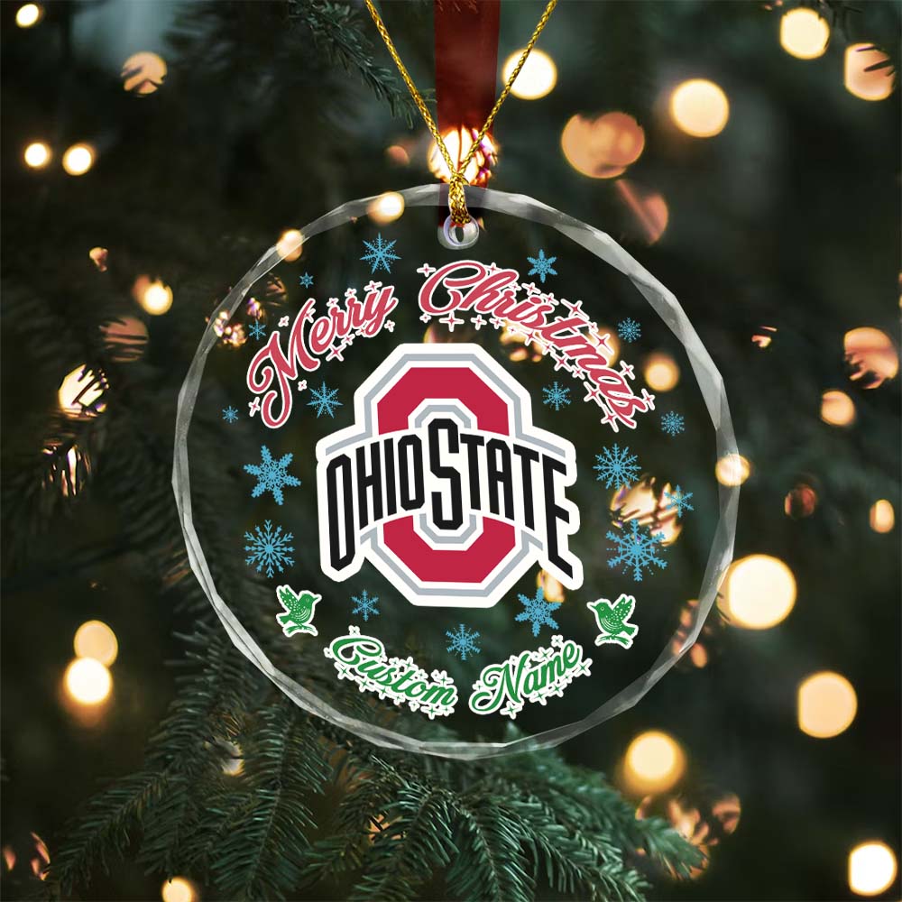 Sportswearmerch Ohio State Buckeyes NCAA x Christmas Glass Ornament Gift For Fans