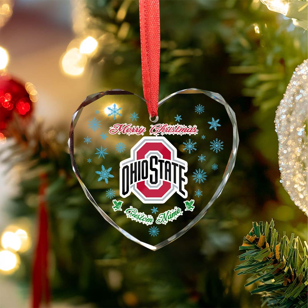 Sportswearmerch Ohio State Buckeyes NCAA x Christmas Glass Ornament Gift For Fans
