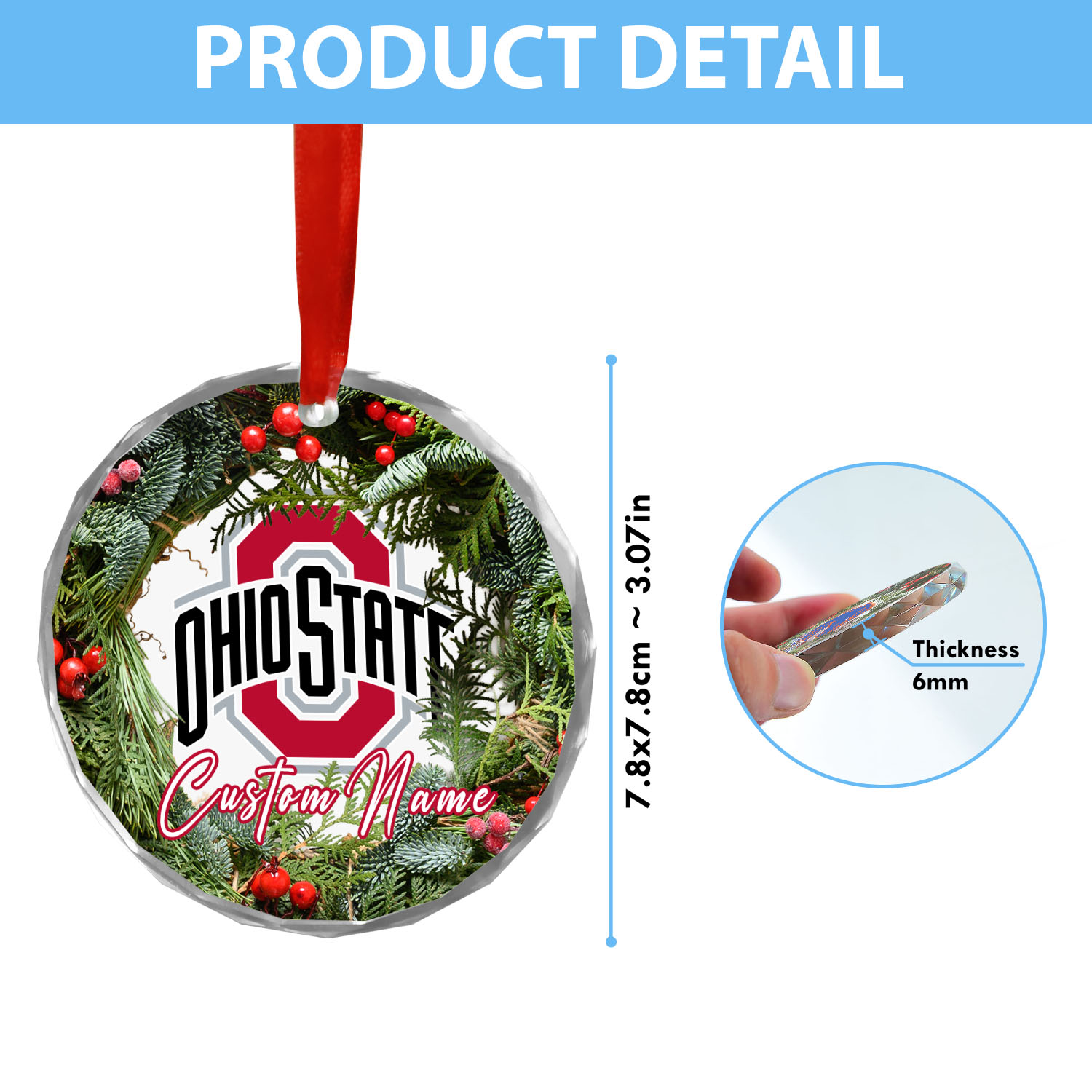 Sportswearmerch Ohio State Buckeyes NCAA x Christmas Glass Ornament Gift For Fans