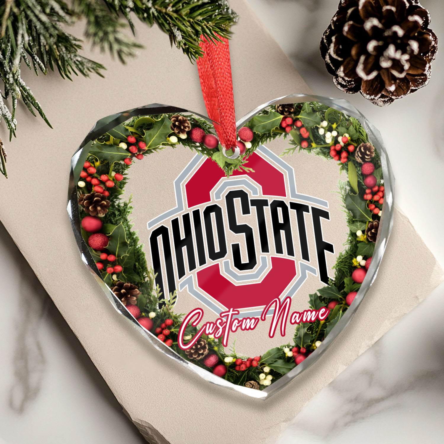 Sportswearmerch Ohio State Buckeyes NCAA x Christmas Glass Ornament Gift For Fans