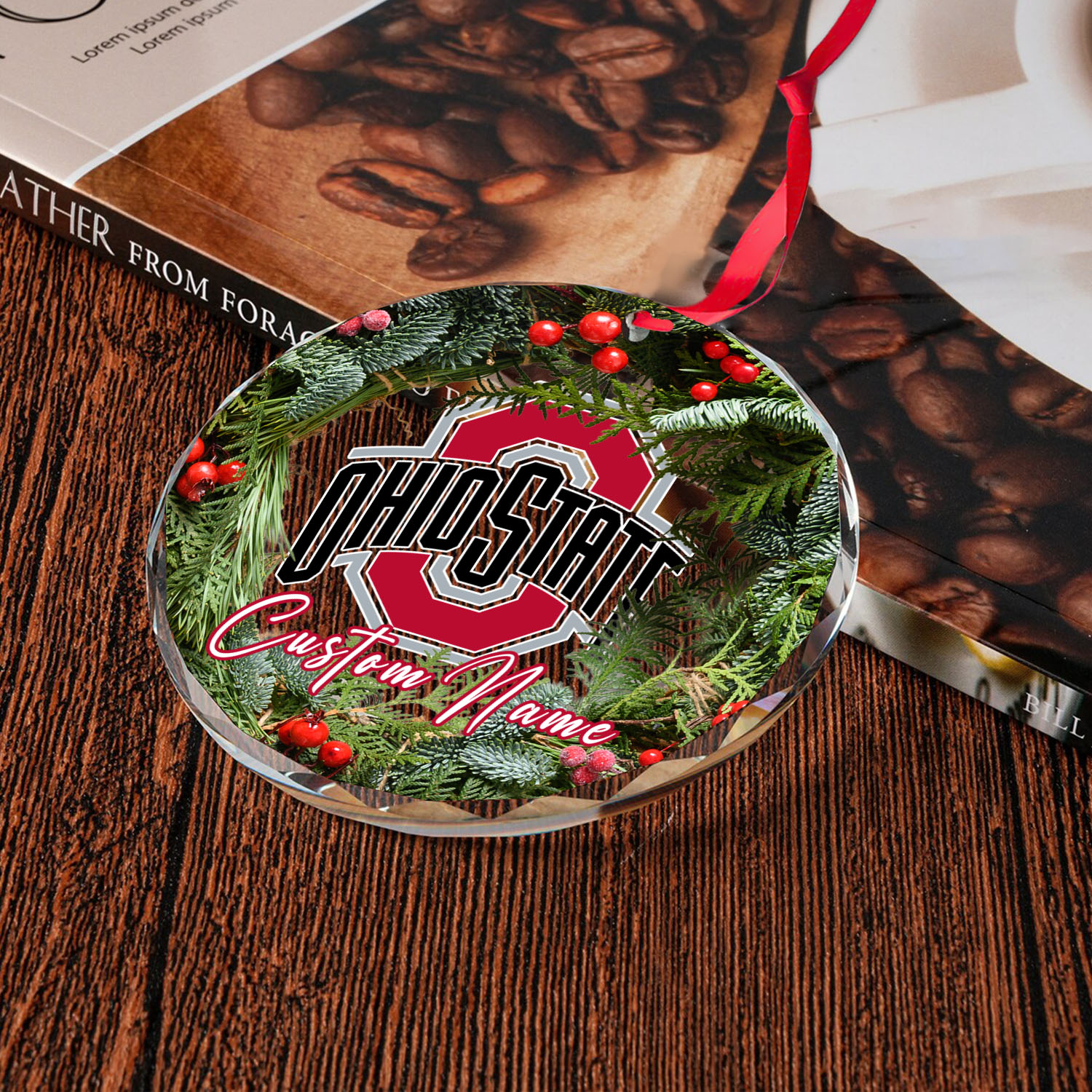 Sportswearmerch Ohio State Buckeyes NCAA x Christmas Glass Ornament Gift For Fans