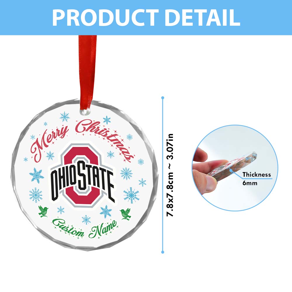 Sportswearmerch Ohio State Buckeyes NCAA x Christmas Glass Ornament Gift For Fans