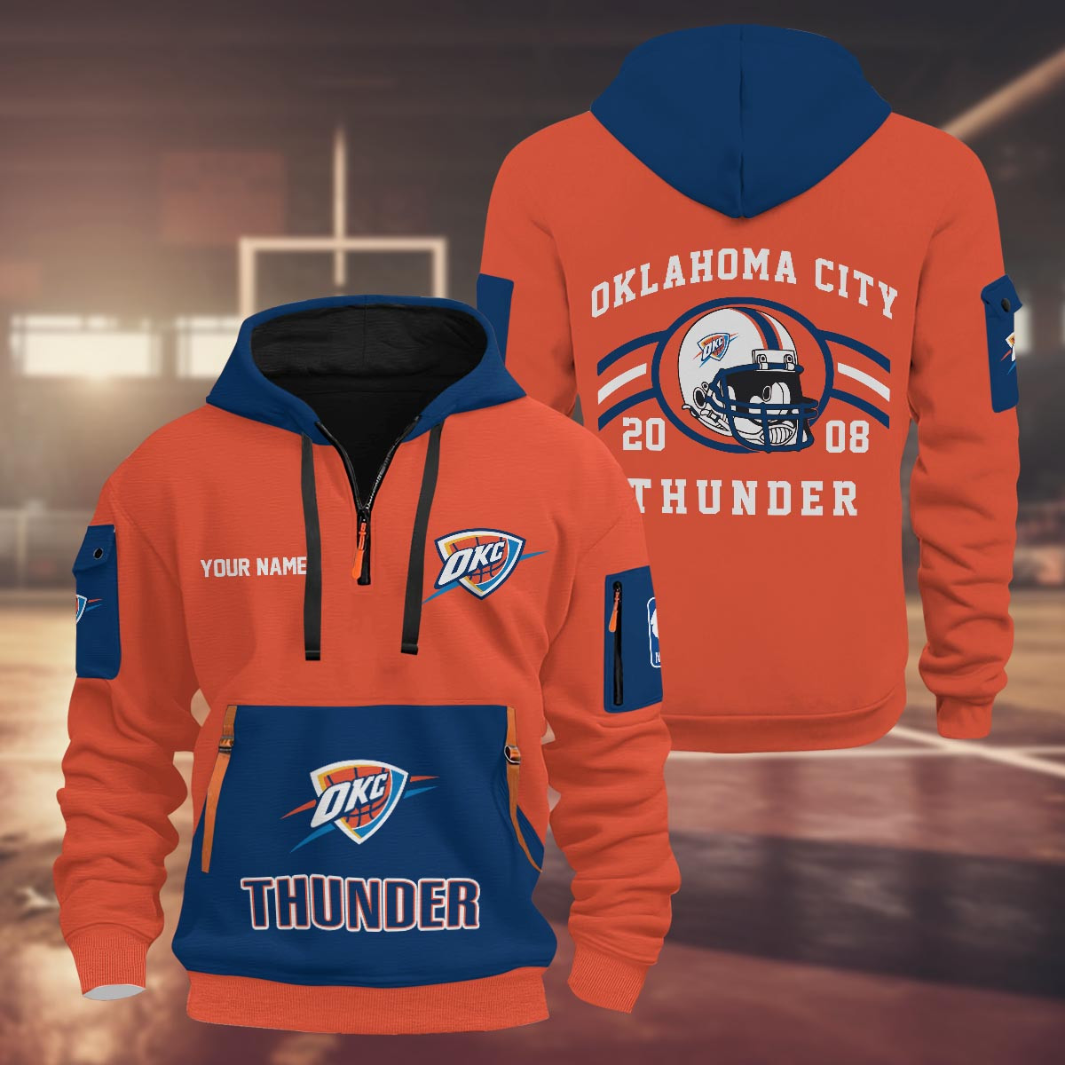 Sportswearmerch Oklahoma City Thunder NBA Half Zip Hoodie Personalized For Fan