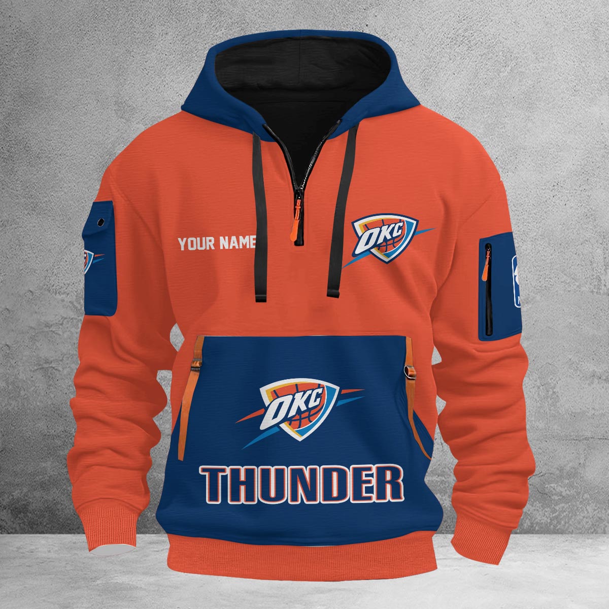 Sportswearmerch Oklahoma City Thunder NBA Half Zip Hoodie Personalized For Fan