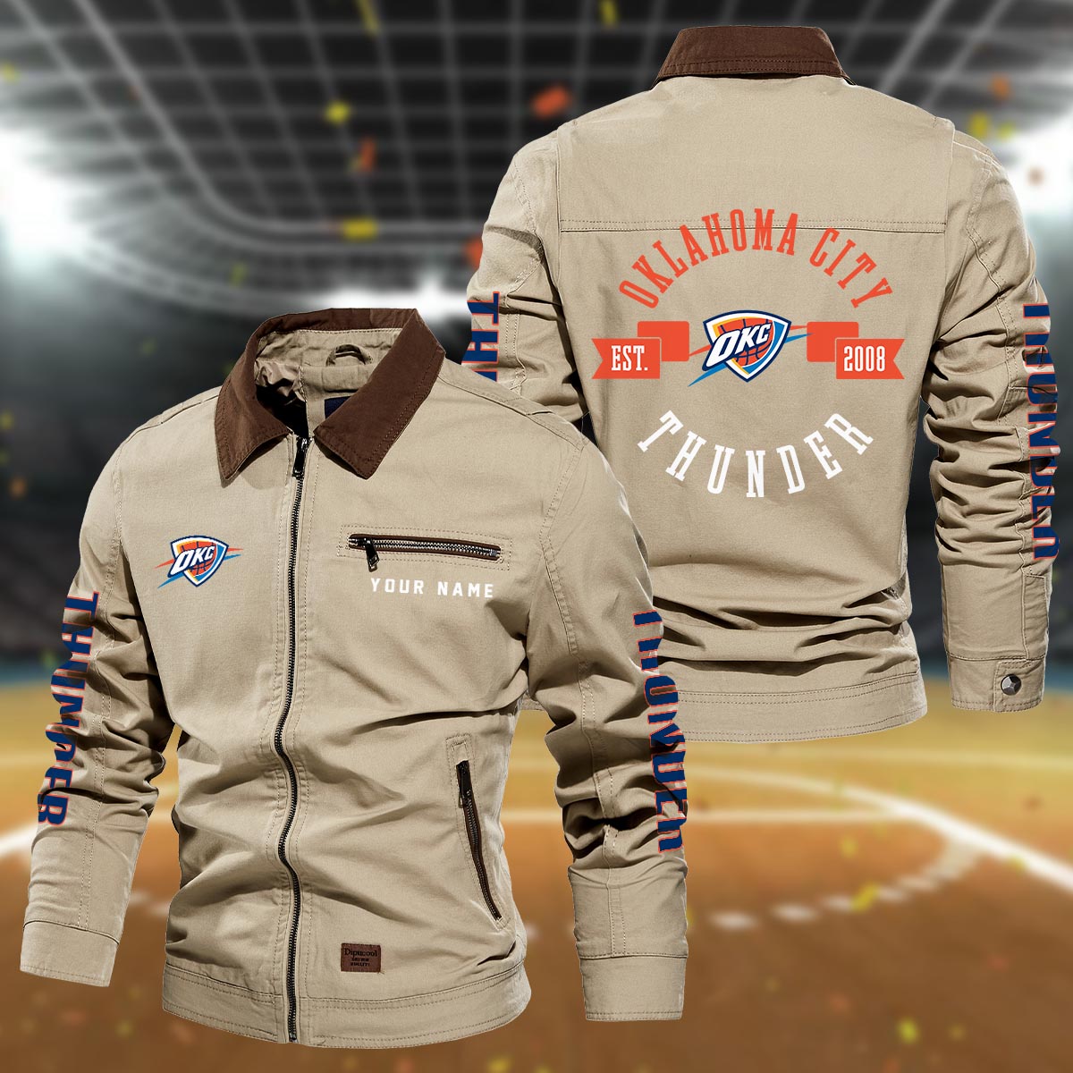 Sportswearmerch Oklahoma City Thunder NBA Lapel Jacket For Fan