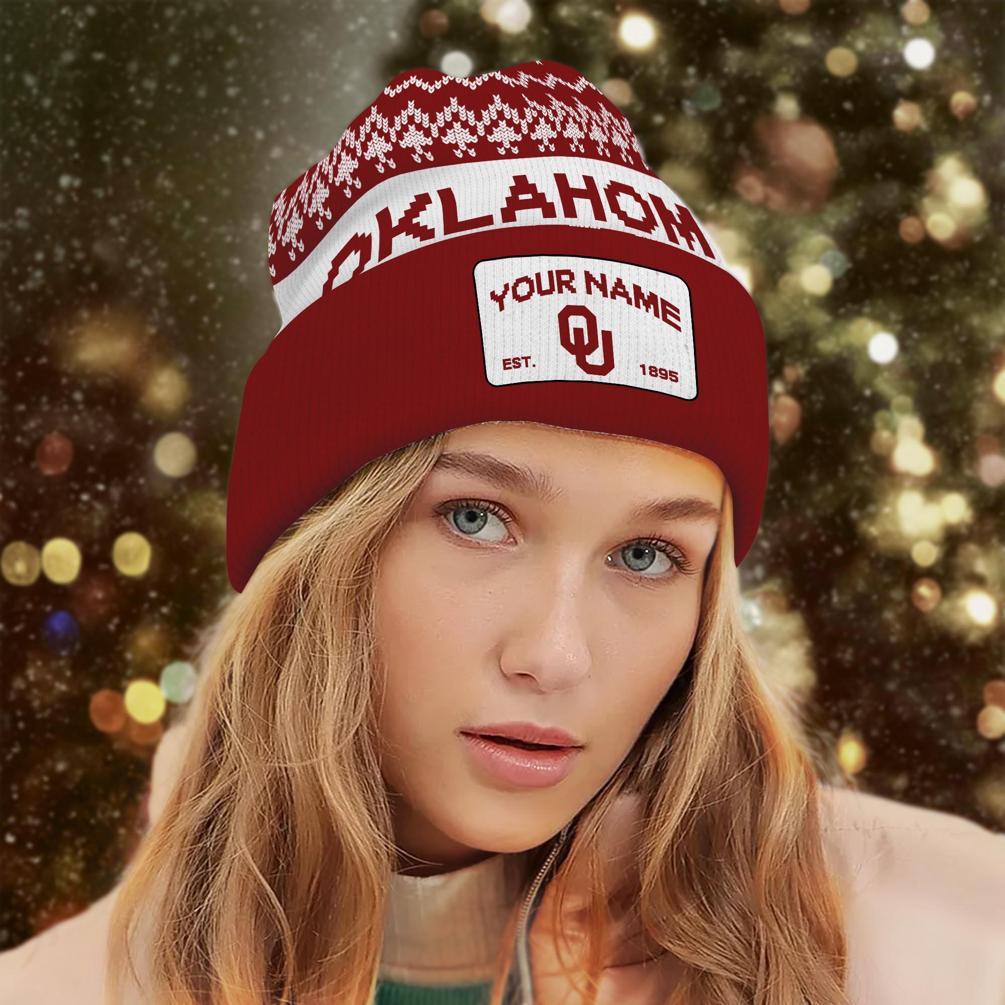 Sportswearmerch Oklahoma Sooners NCAA Christmas Beanie Hat For Fan
