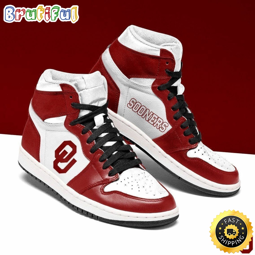 Sportswearmerch Oklahoma Sooners NCAA Crimson AJ1 High Sneakers Shoes For Men And Women