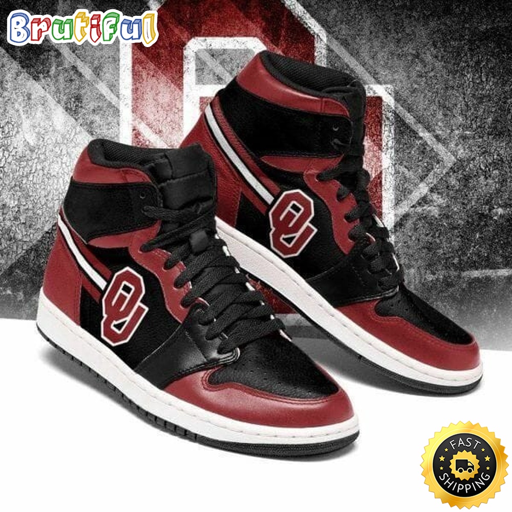 Sportswearmerch Oklahoma Sooners NCAA Crimson AJ1 High Sneakers Shoes For Men And Women