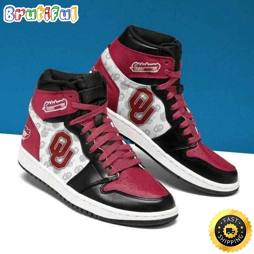 Sportswearmerch Oklahoma Sooners NCAA Crimson AJ1 High Sneakers Shoes For Men And Women
