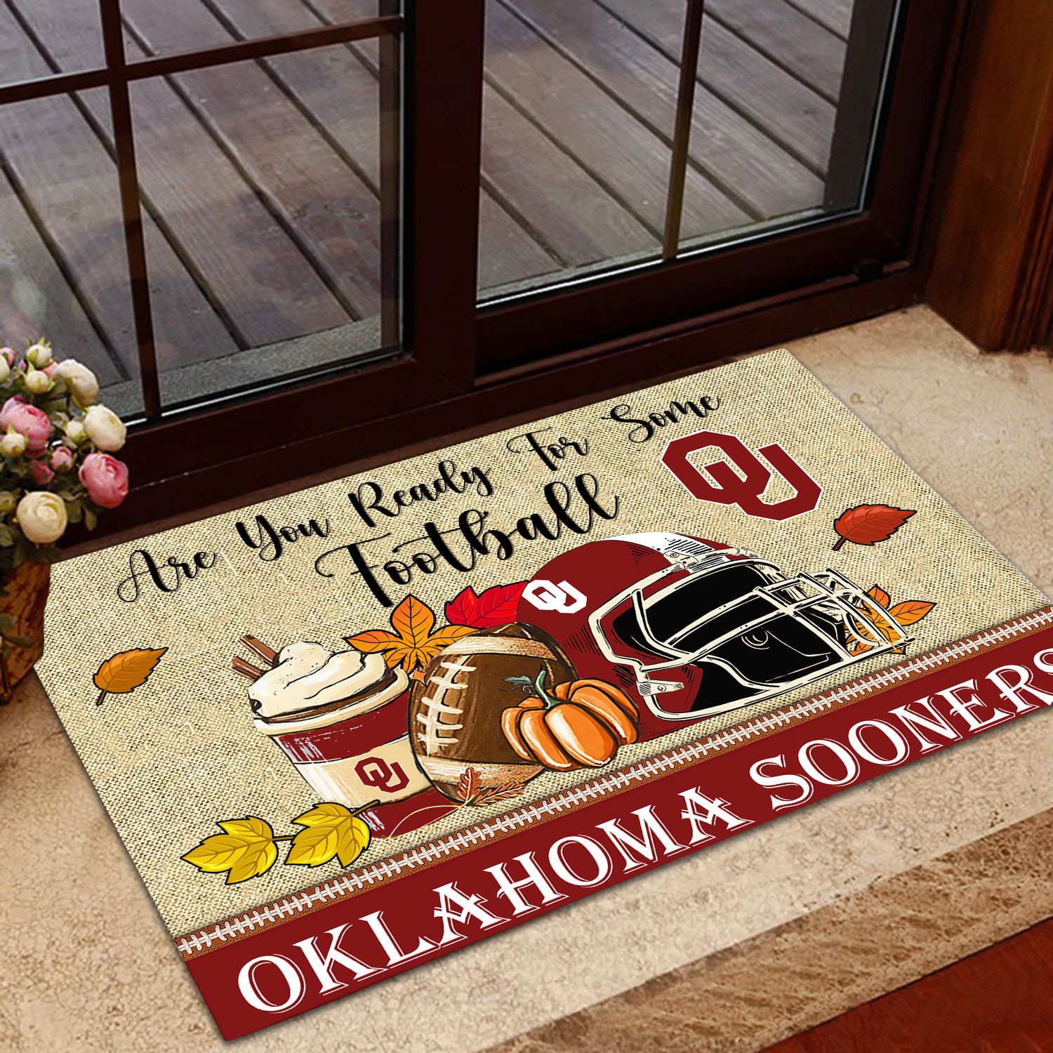 Sportswearmerch Oklahoma Sooners NCAA Fall Football Custom Doormat For Fan