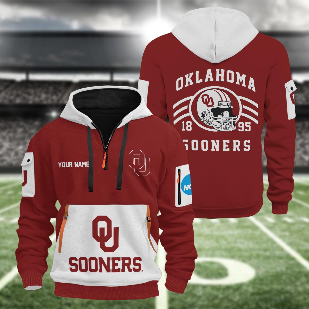Sportswearmerch Oklahoma Sooners NCAA Half Zip Hoodie Personalized For Fan
