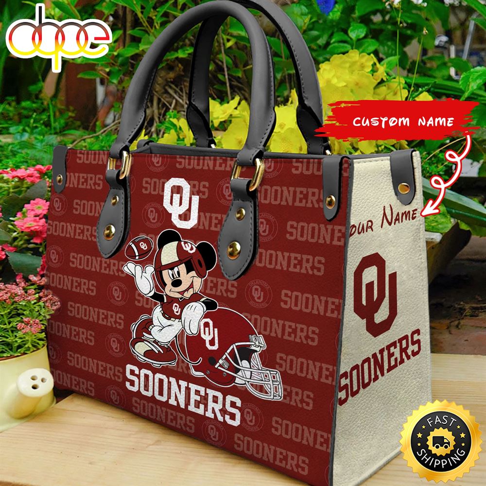 Sportswearmerch Oklahoma Sooners NCAA Mickey Leather Bag For Fan