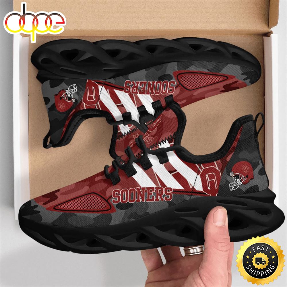 Sportswearmerch Oklahoma Sooners NCAA Military Camouflage Max Soul Shoes Sneakers For Men And Women