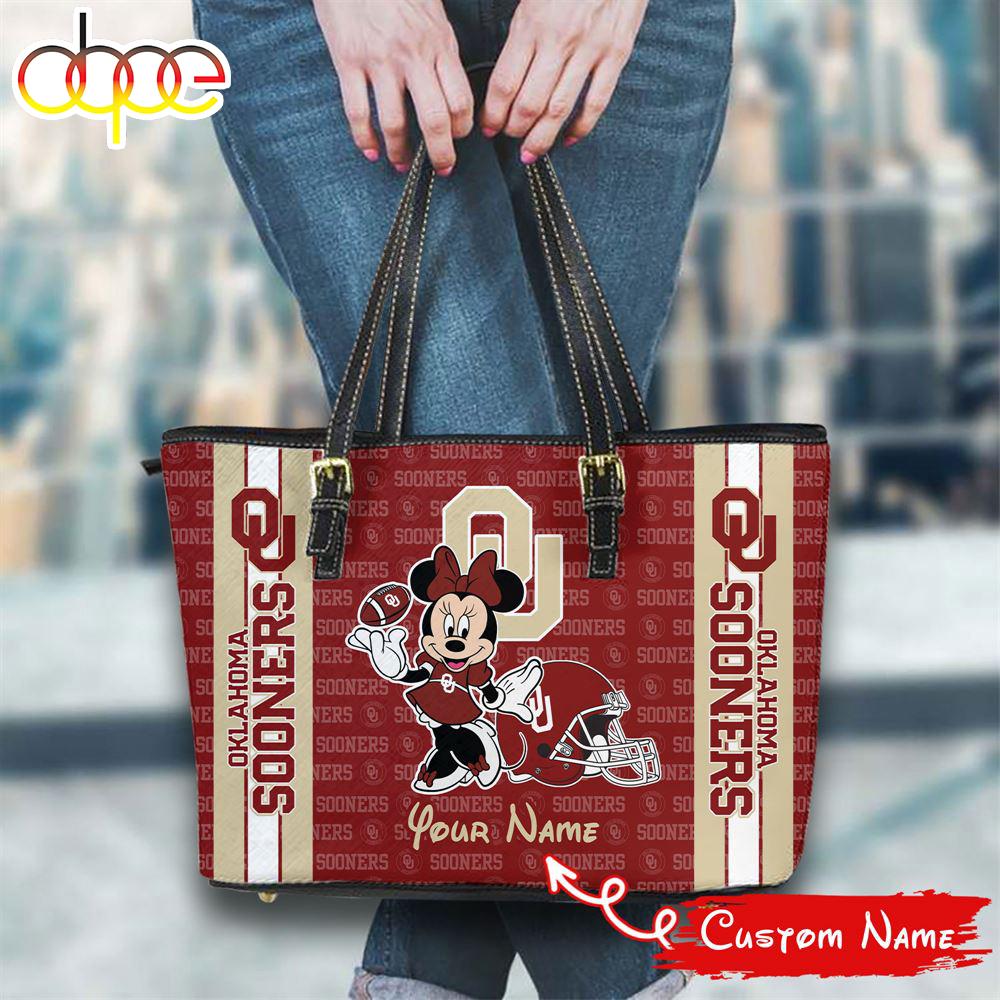 Sportswearmerch Oklahoma Sooners NCAA Minnie Women Leather Tote Bag For Fan