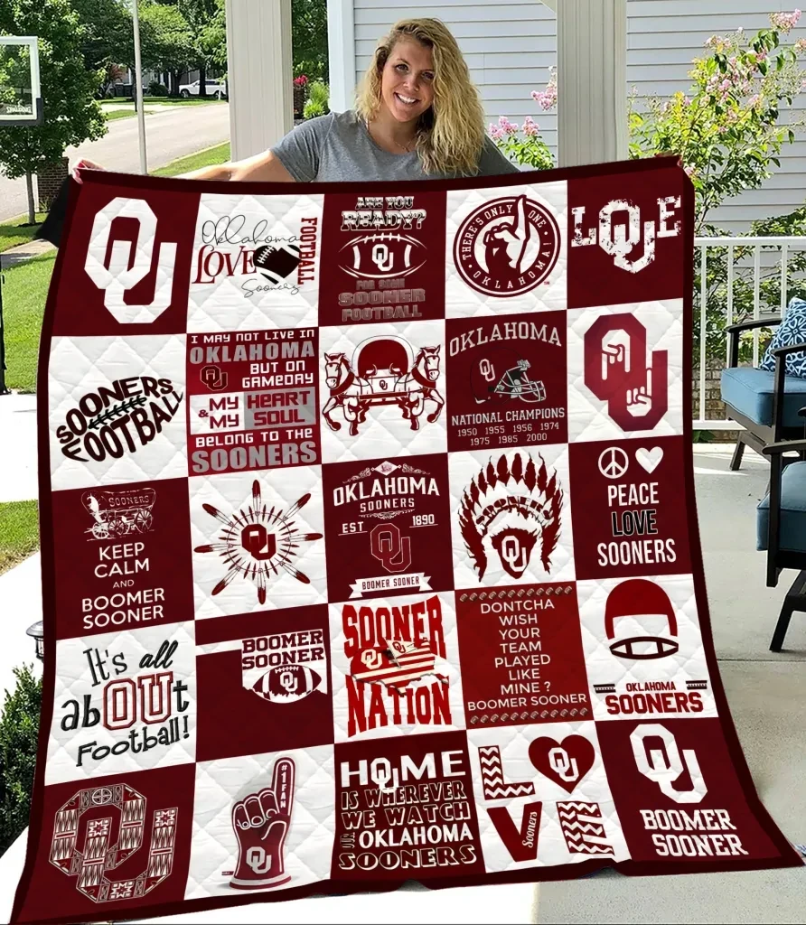 Sportswearmerch Oklahoma Sooners NCAA Quilt Blanket For Fan