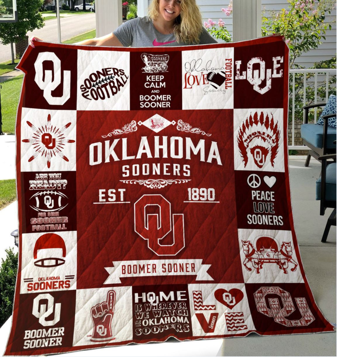 Sportswearmerch Oklahoma Sooners NCAA Quilt Blanket For Fan