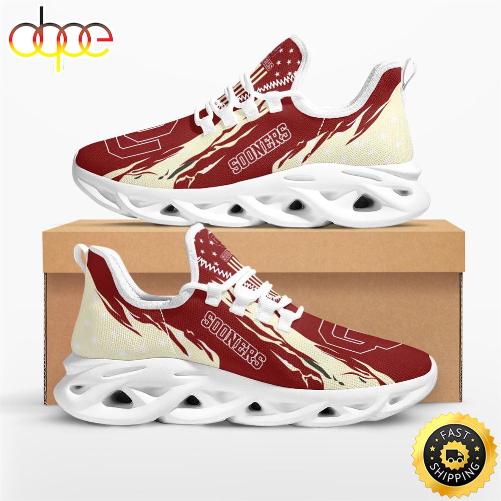 Sportswearmerch Oklahoma Sooners NCAA Stars and Stripes Max Soul Shoes Sneakers For Men And Women