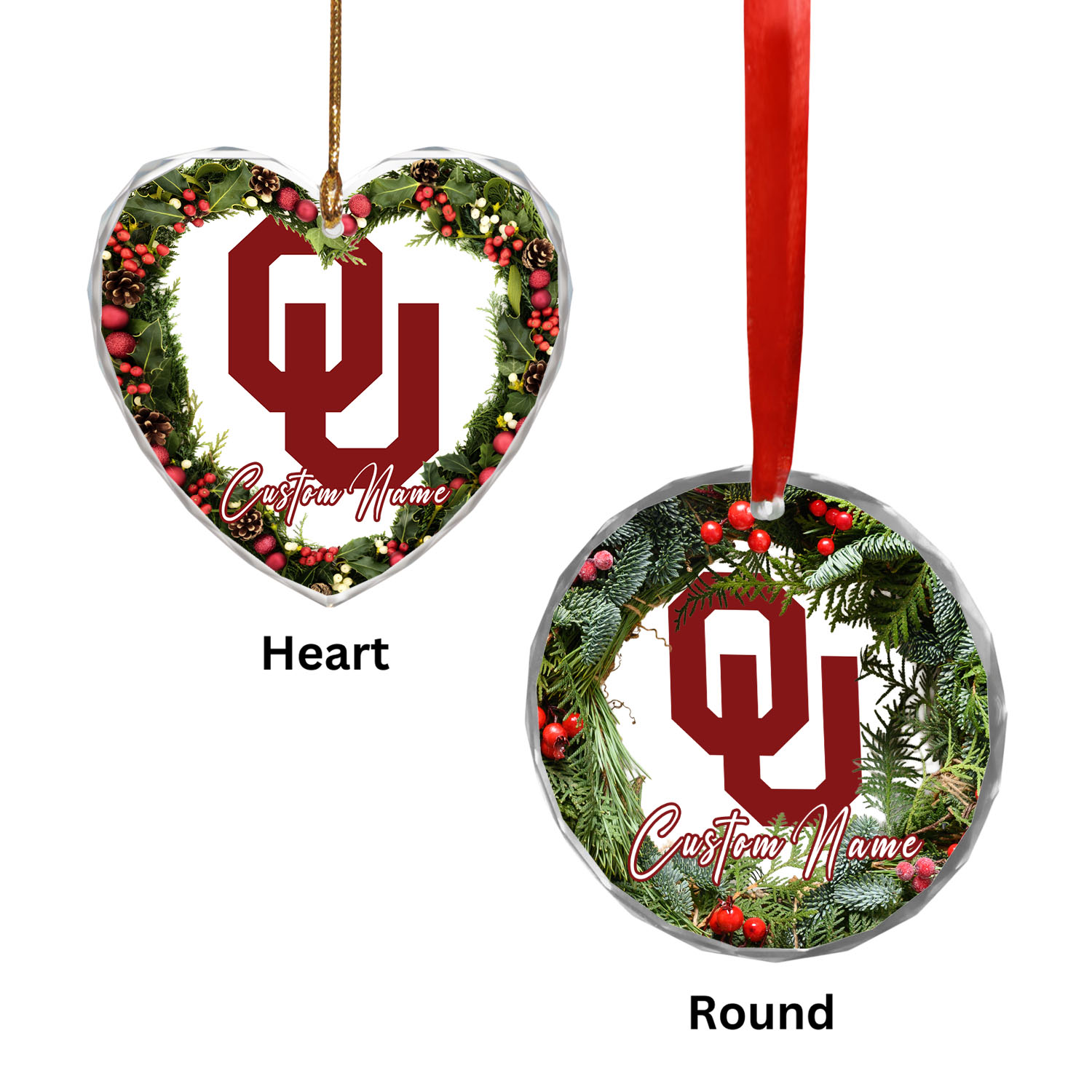Sportswearmerch Oklahoma Sooners NCAA x Christmas Glass Ornament Gift For Fans