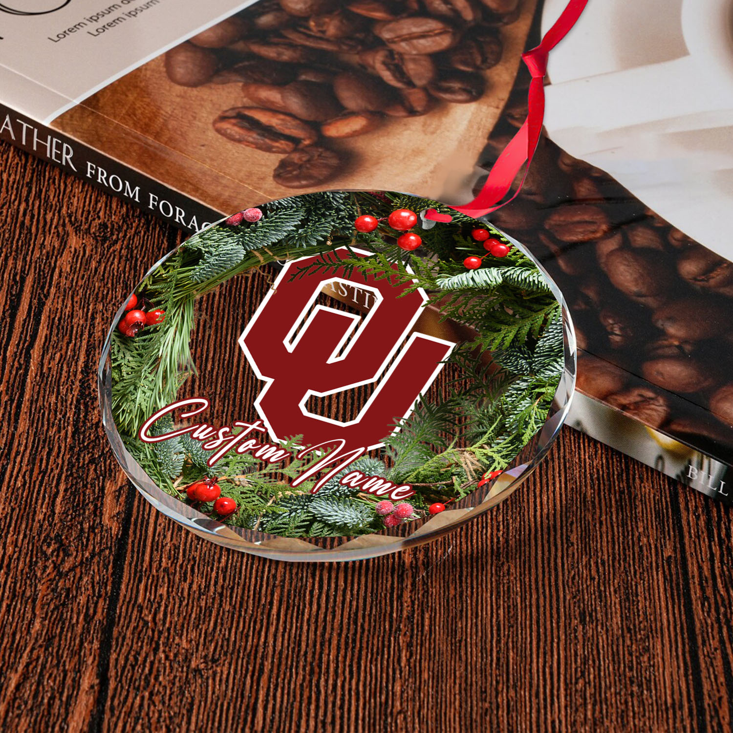 Sportswearmerch Oklahoma Sooners NCAA x Christmas Glass Ornament Gift For Fans