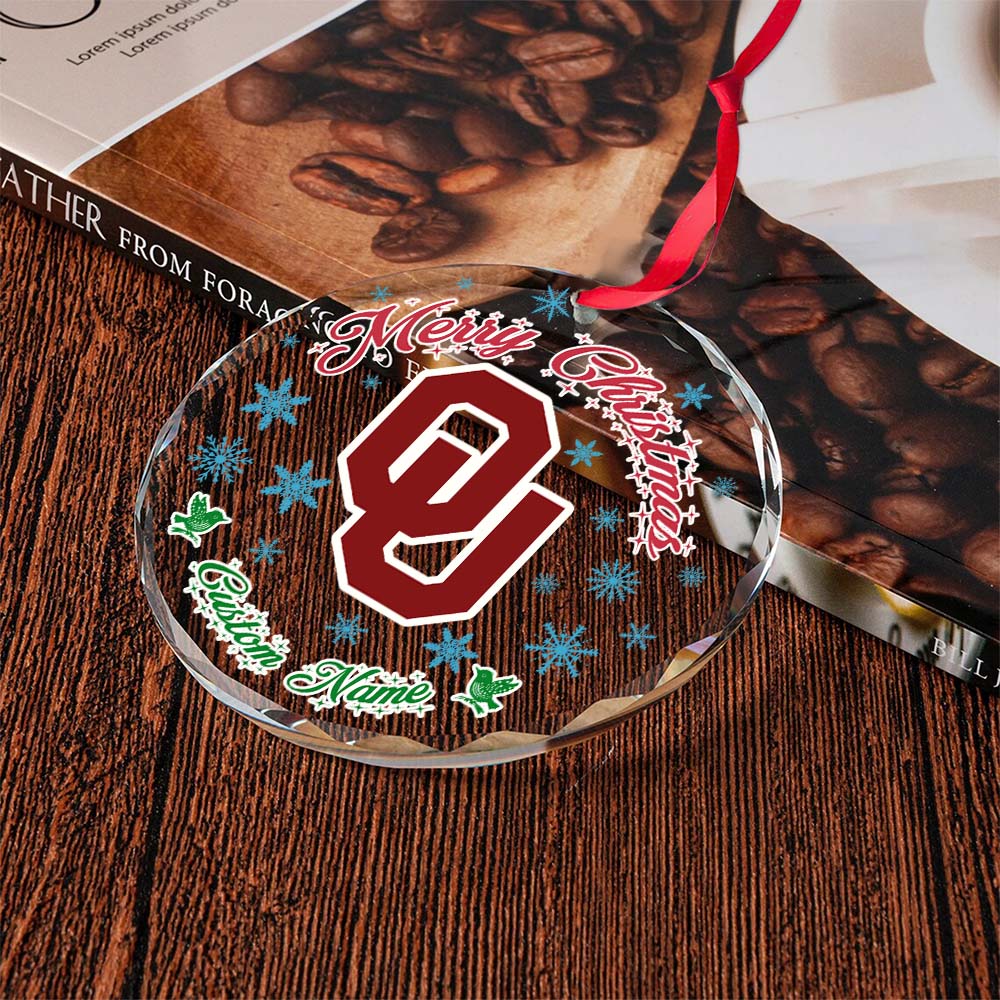 Sportswearmerch Oklahoma Sooners NCAA x Christmas Glass Ornament Gift For Fans