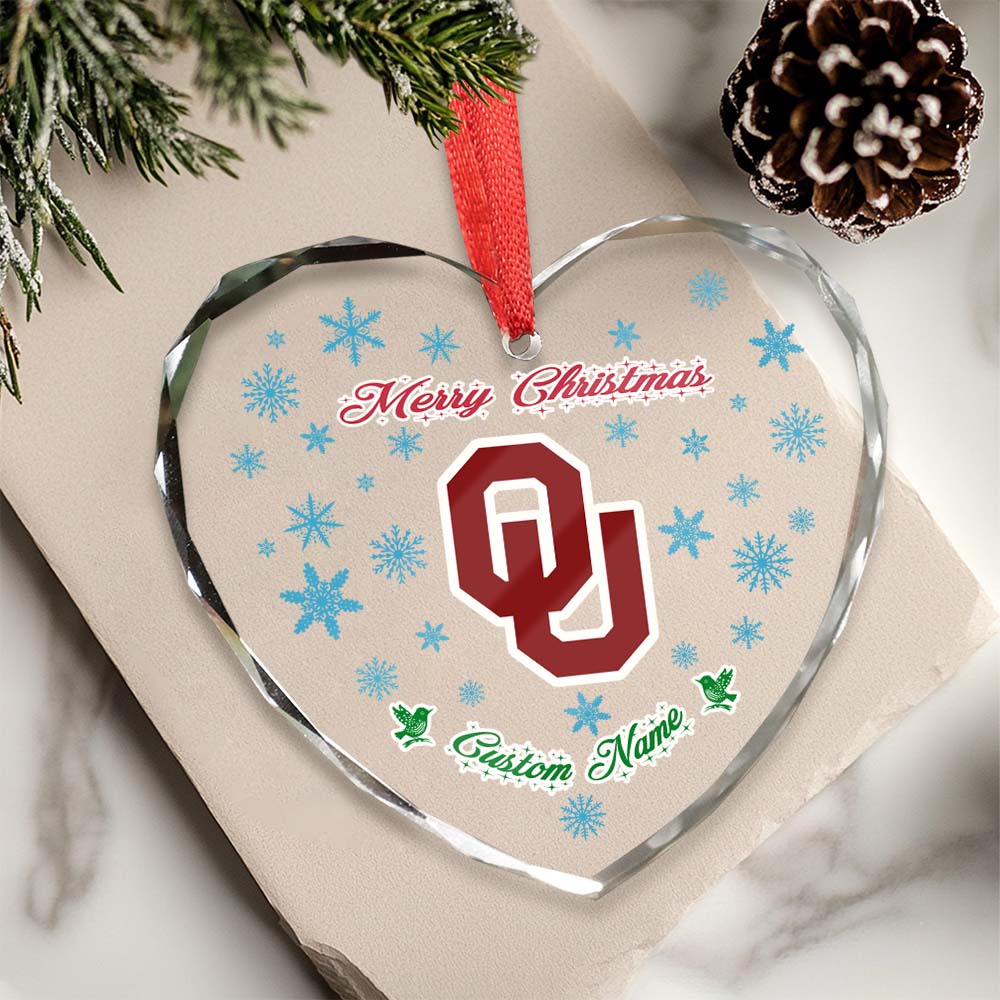 Sportswearmerch Oklahoma Sooners NCAA x Christmas Glass Ornament Gift For Fans