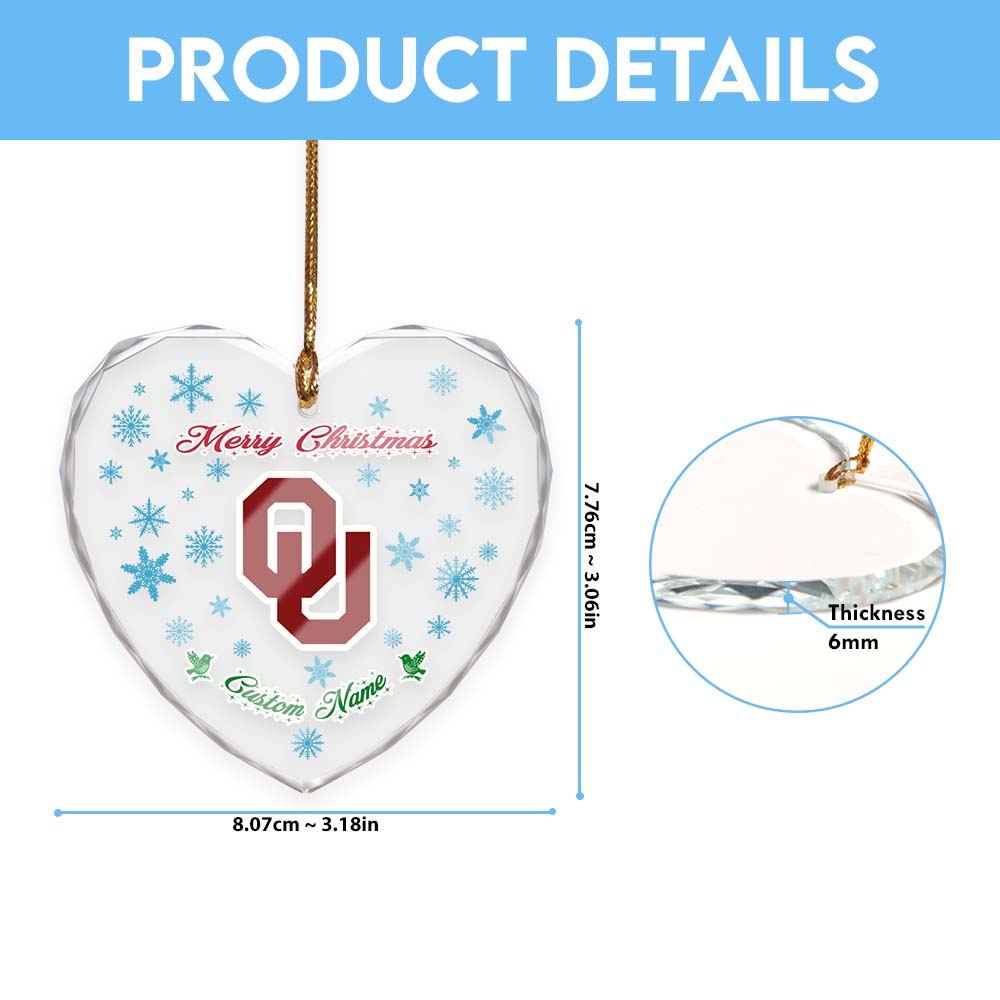 Sportswearmerch Oklahoma Sooners NCAA x Christmas Glass Ornament Gift For Fans