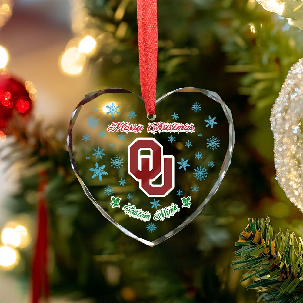 Sportswearmerch Oklahoma Sooners NCAA x Christmas Glass Ornament Gift For Fans