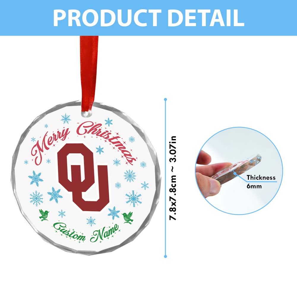Sportswearmerch Oklahoma Sooners NCAA x Christmas Glass Ornament Gift For Fans