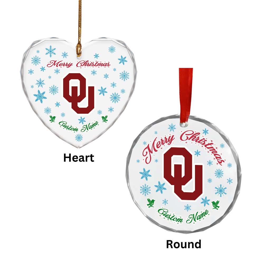 Sportswearmerch Oklahoma Sooners NCAA x Christmas Glass Ornament Gift For Fans