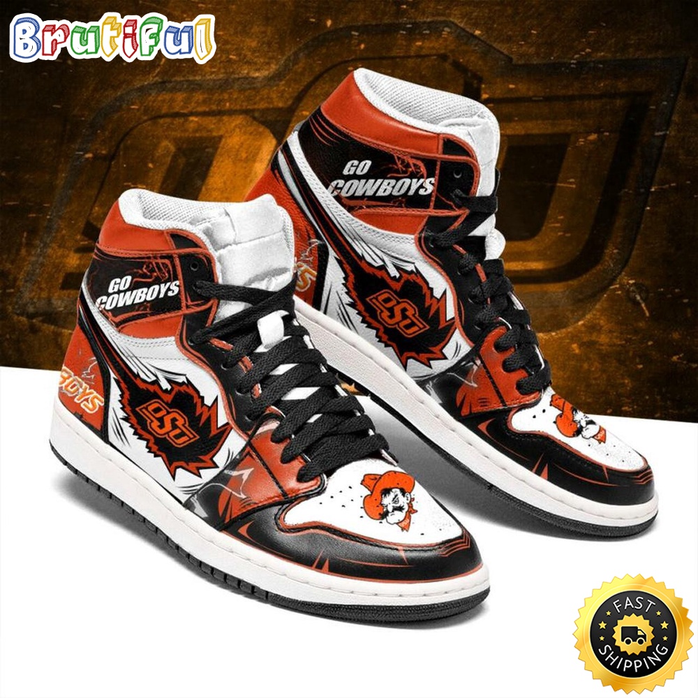 Sportswearmerch Oklahoma State Cowboys NCAA AJ1 High Sneakers Shoes For Men And Women