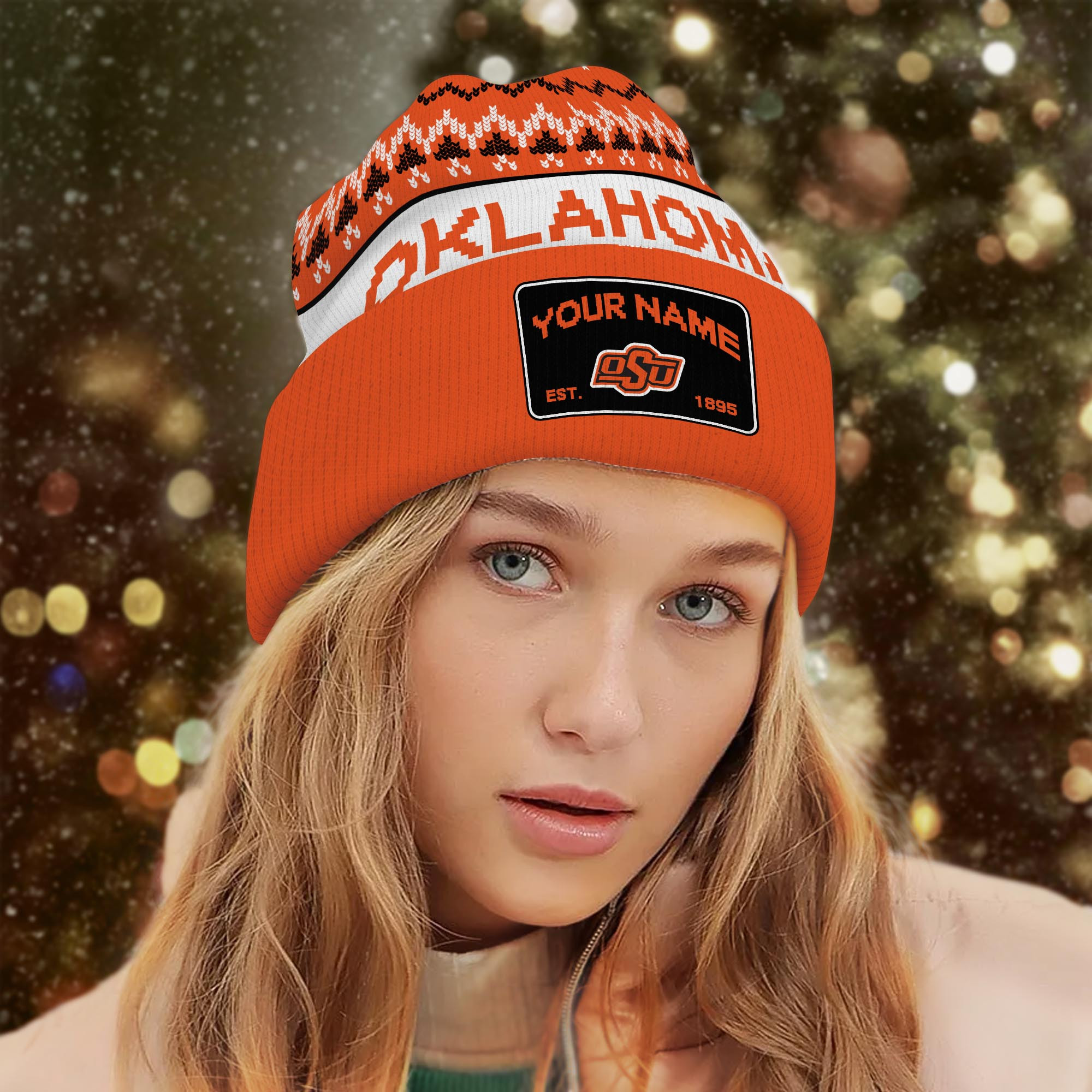 Sportswearmerch Oklahoma State Cowboys NCAA Christmas Beanie Hat For Fan