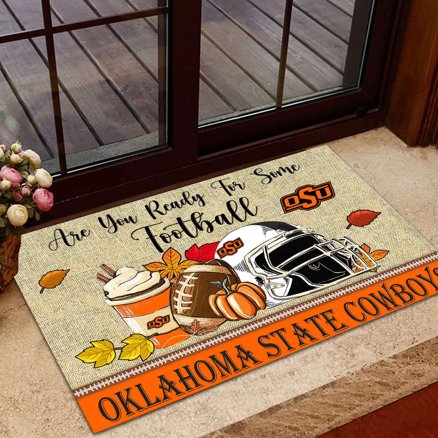 Sportswearmerch Oklahoma State Cowboys NCAA Fall Football Custom Doormat For Fan