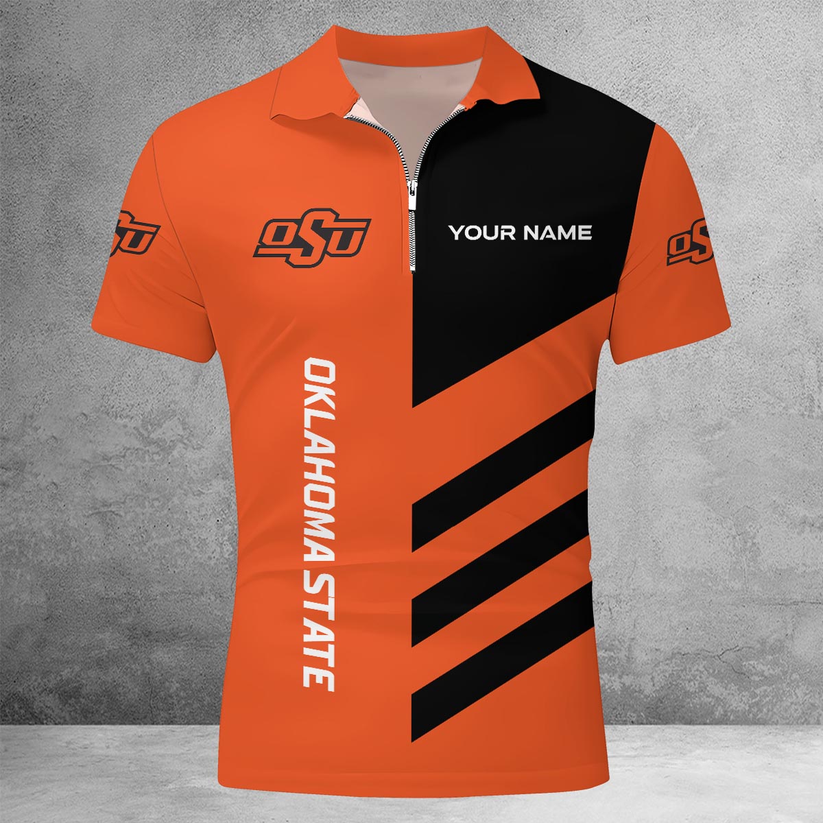 Sportswearmerch Oklahoma State Cowboys NCAA Lapel Zip Polo Shirt For Fan