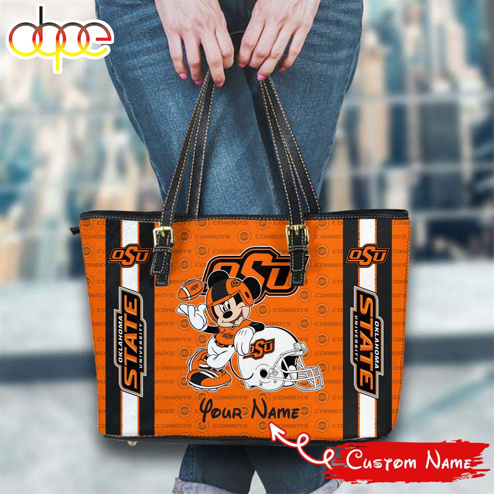 Sportswearmerch Oklahoma State Cowboys NCAA Mickey Women Leather Tote Bag For Fan