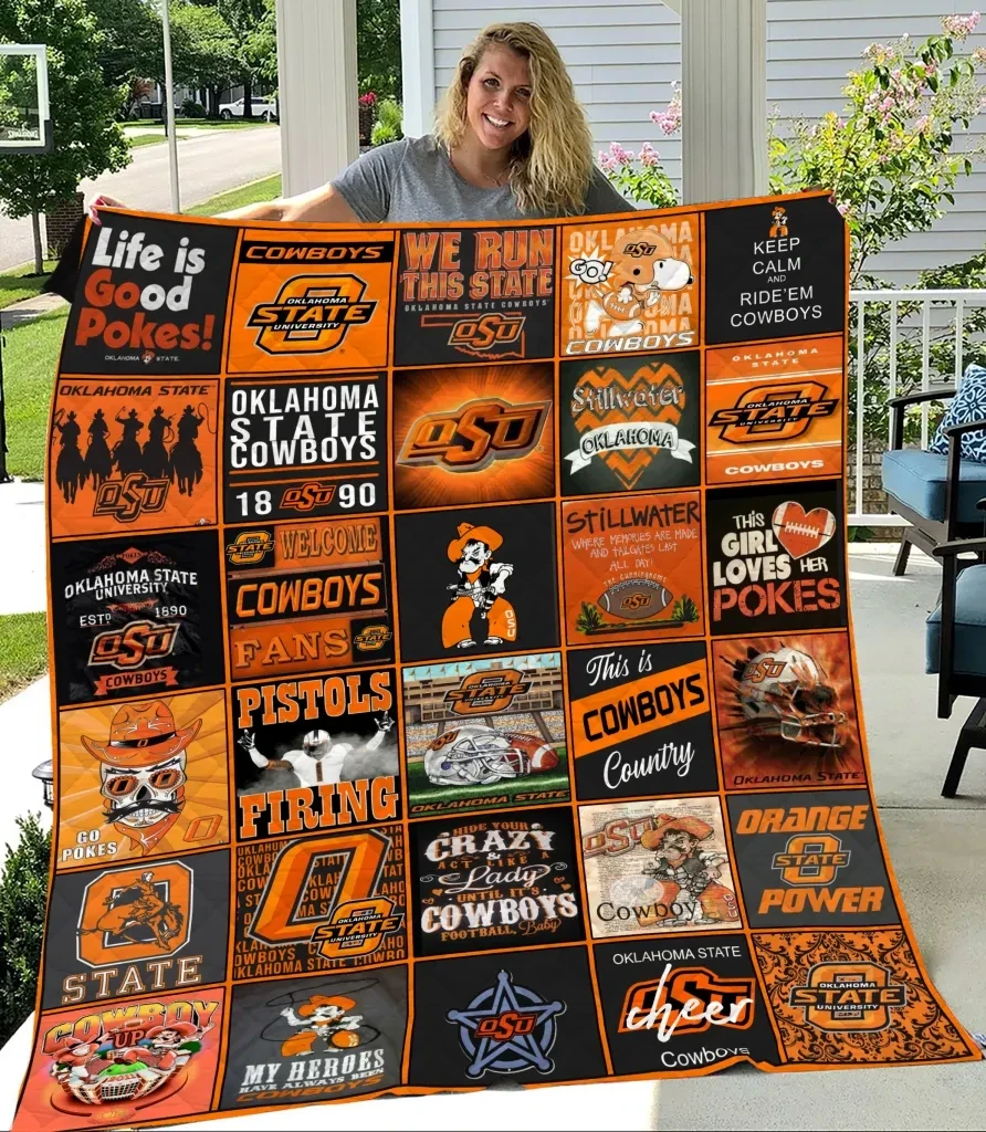 Sportswearmerch Oklahoma State Cowboys NCAA Quilt Blanket For Fan
