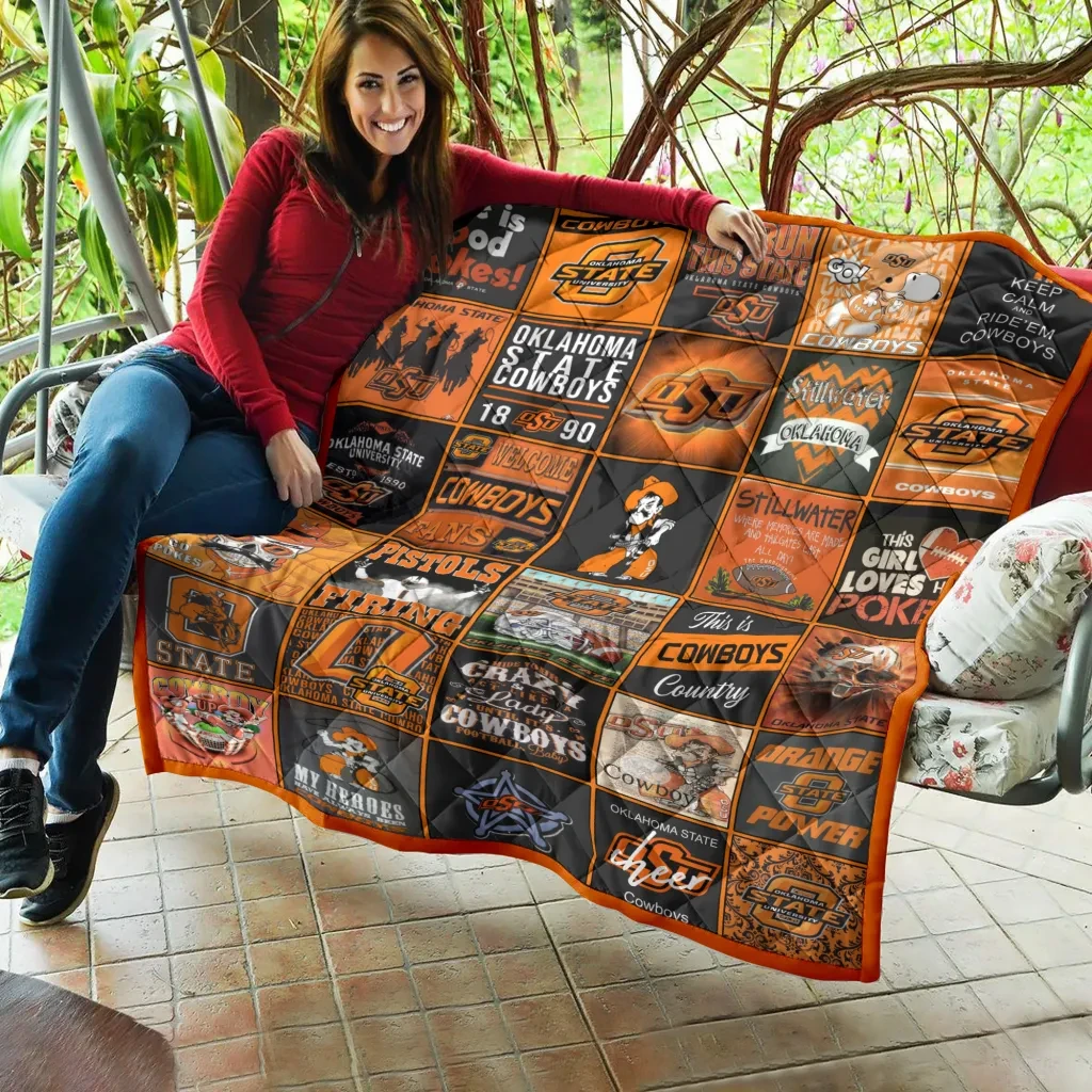 Sportswearmerch Oklahoma State Cowboys NCAA Quilt Blanket For Fan