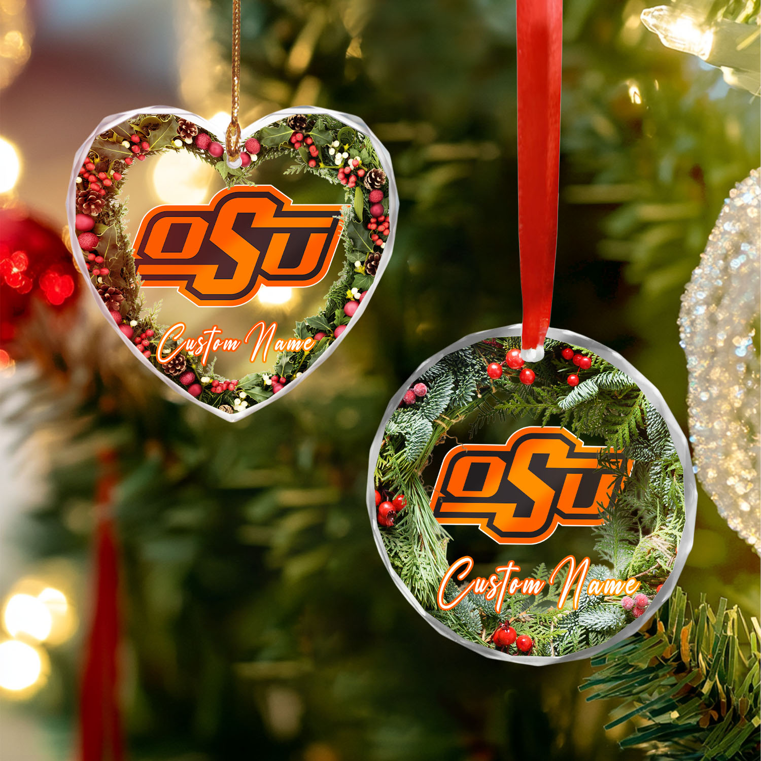 Sportswearmerch Oklahoma State Cowboys NCAA x Christmas Glass Ornament Gift For Fans