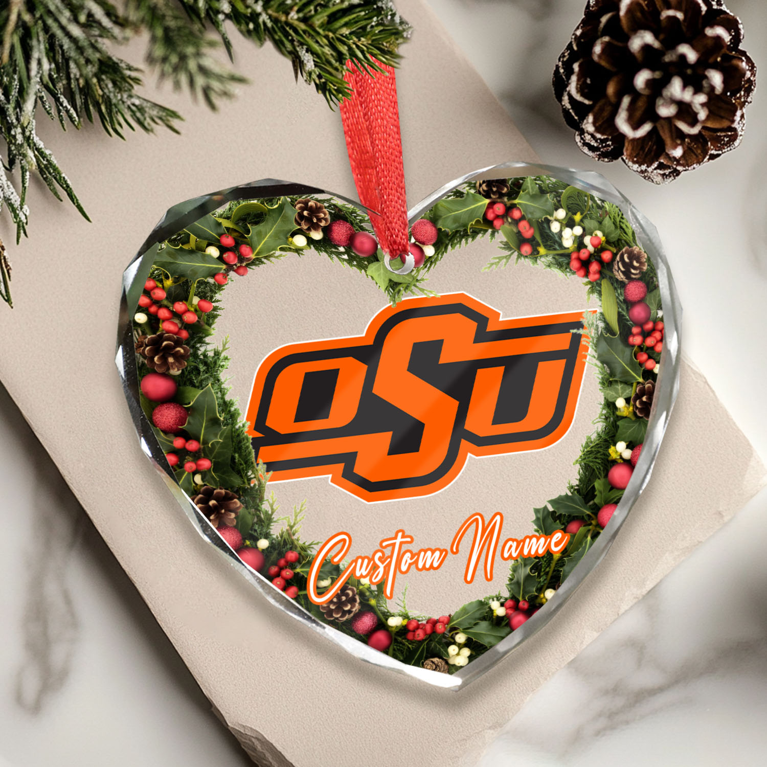 Sportswearmerch Oklahoma State Cowboys NCAA x Christmas Glass Ornament Gift For Fans