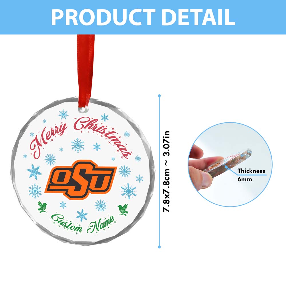 Sportswearmerch Oklahoma State Cowboys NCAA x Christmas Glass Ornament Gift For Fans