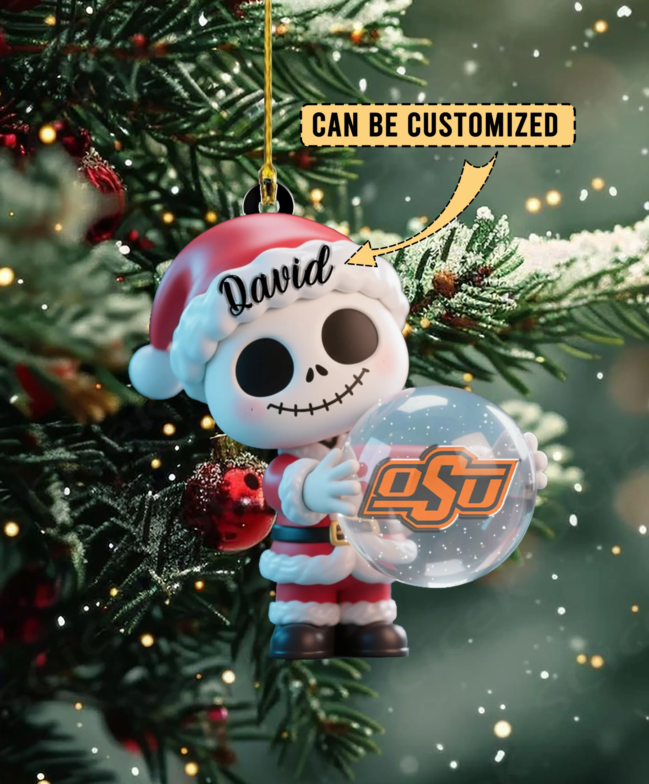 Sportswearmerch Oklahoma State Cowboys NCAA x The Nightmare Before Christmas Acrylic Ornament Gift For Fans